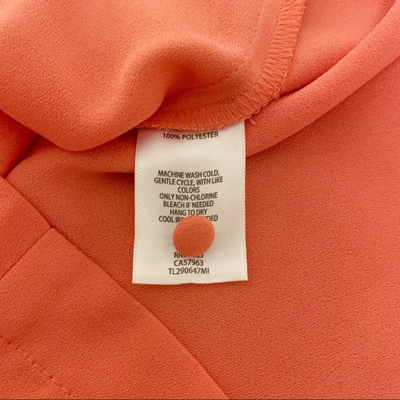 Nordstrom Leith Coral Pink Quarter Sleeve Boatneck Crepe Shift Mini Dress XS - Picture 7 of 7